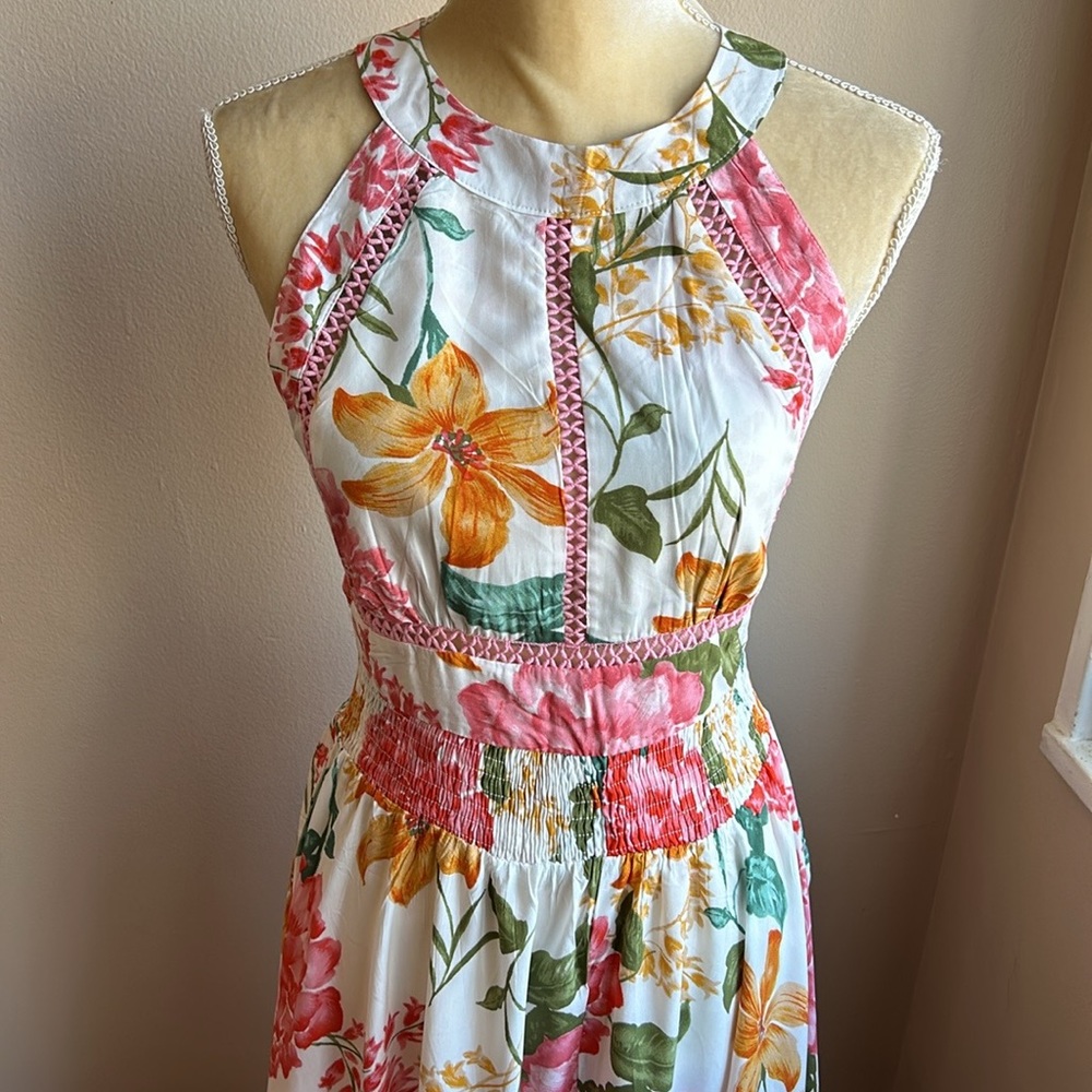 Abel the Label Anthropologie Floral Maxi Dress NWT Sexy Back sz L - Picture 2 of 5